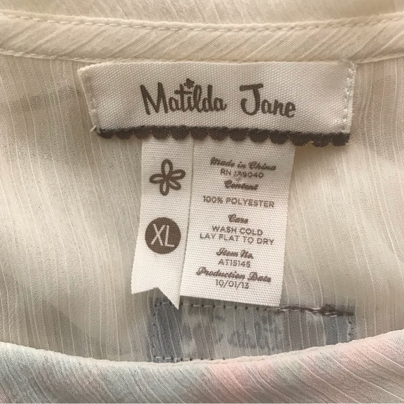 Matilda Jane Lt Yellow Sheer Top, XL - Picture 6 of 6